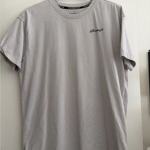 YoungLA #408 Light Gray Crewneck T-Shirt with Script Logo